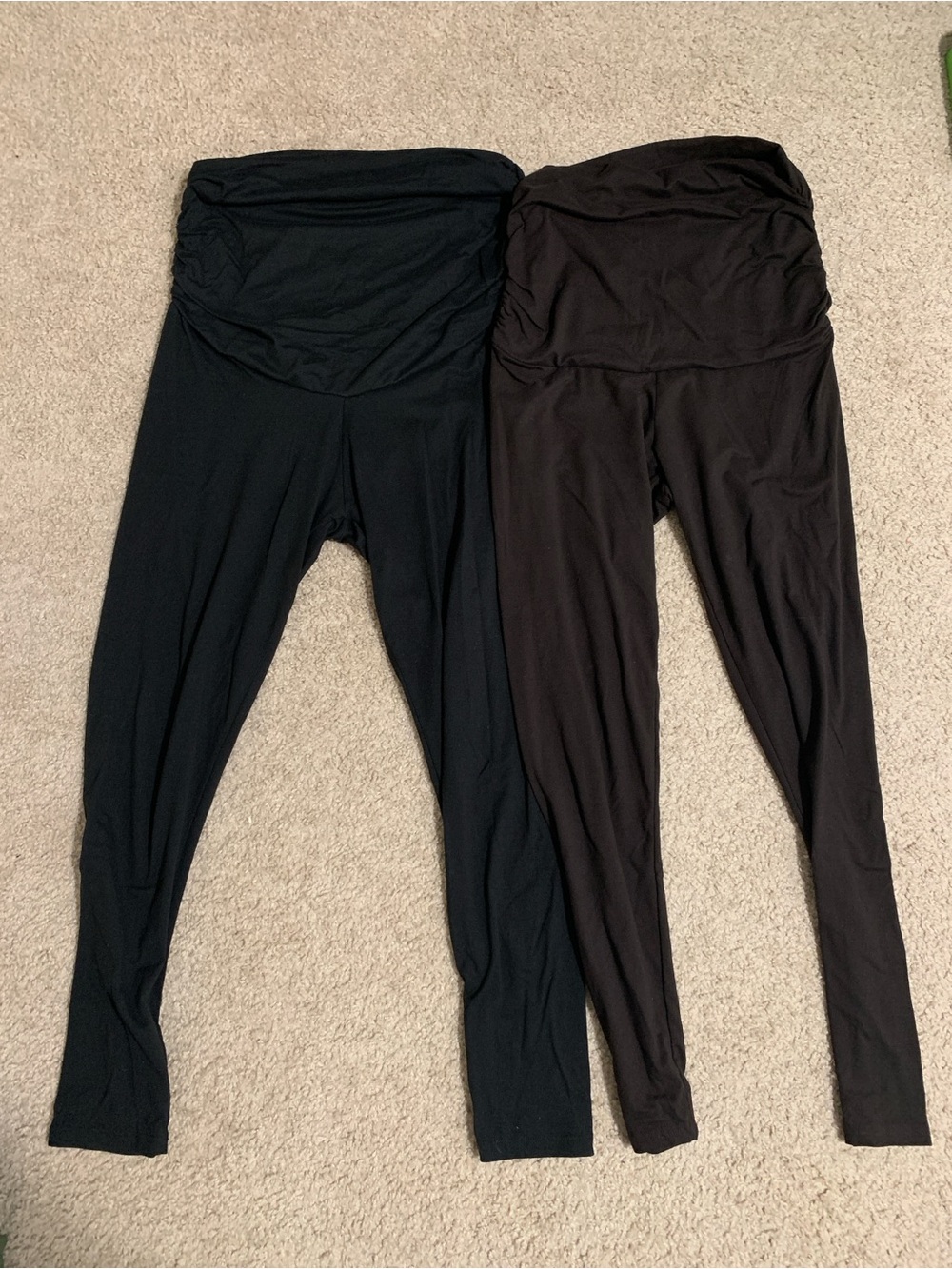 Maternity Fold-Over Waist Leggings - Black & Dark Brown